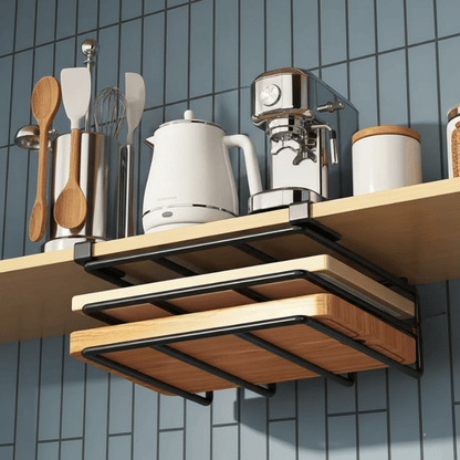 rangement suspendu NOIR glissé sous une étagère