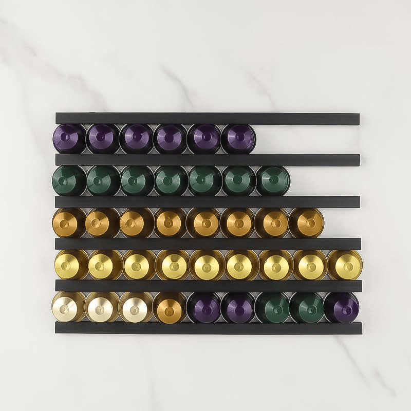 Rangement dosettes café minimaliste et modulaire, idéal petite cuisine