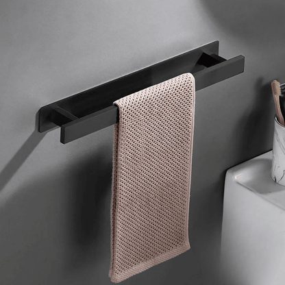 Porte-serviettes mural noir en inox 304 avec fixation adhésive sans perçage