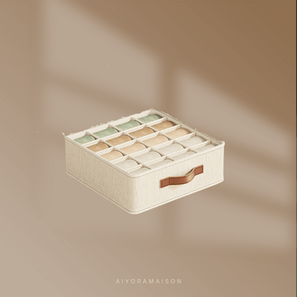 Organisateur compartimenté pour vêtements et accessoires, idéal pour foulards, soutiens-gorge et chaussettes