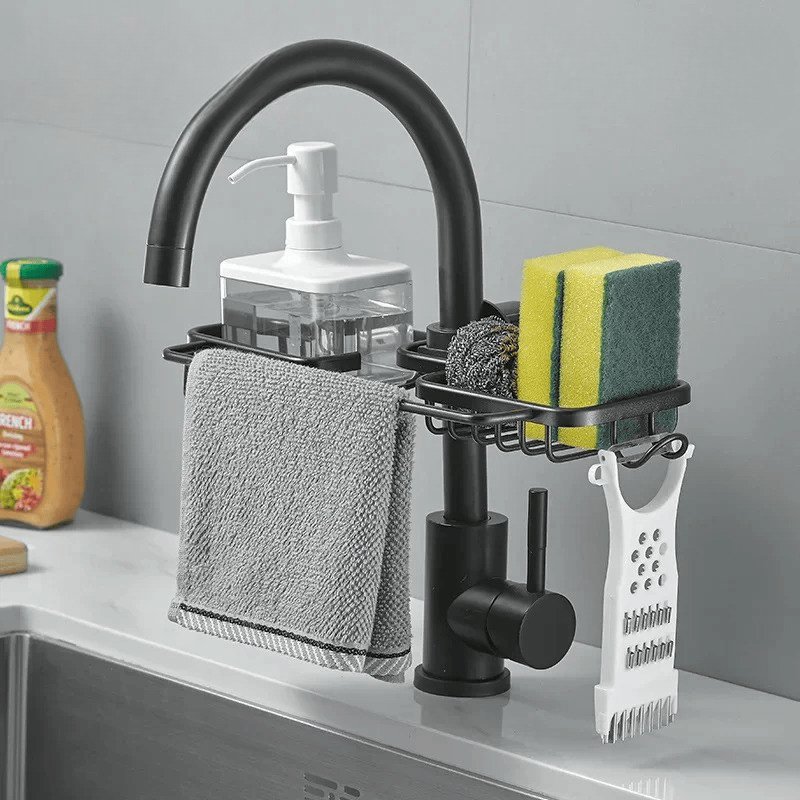 Organisateur pour évier de cuisine avec égouttoir mural sans perçage en aluminium