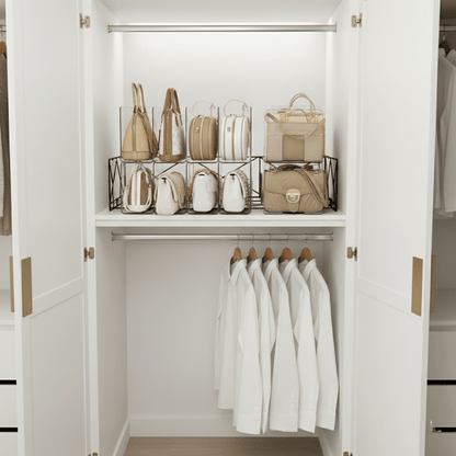 Étagère empilable transparente pour rangement de sacs