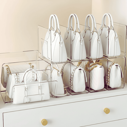 Organisateur en acrylique transparent pour sacs dans le dressing