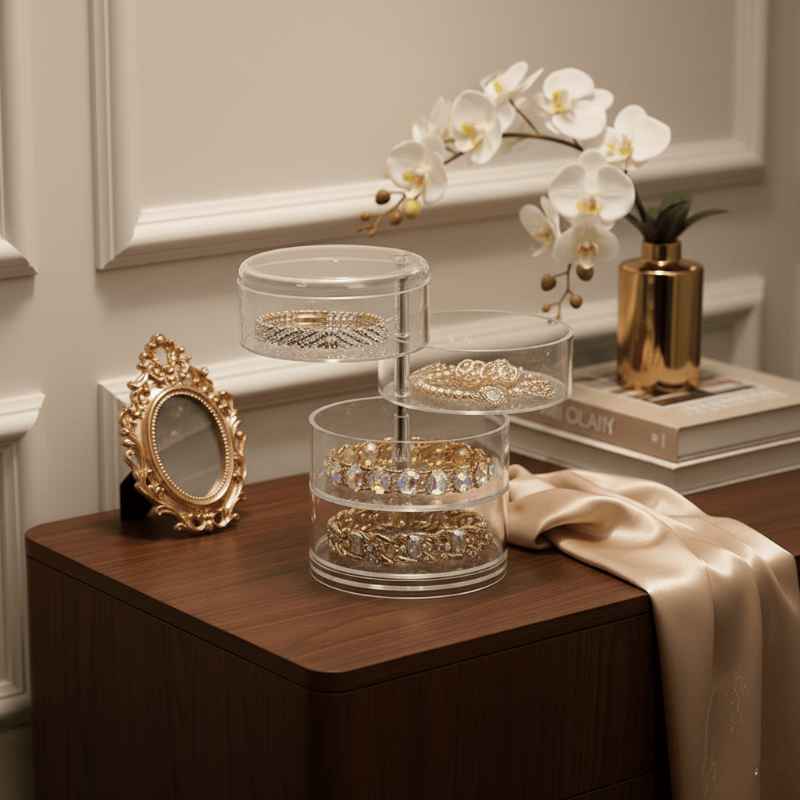 Boîte de Rangement Rotative pour Bijoux – Organisateur Maquillage Multi-Couches