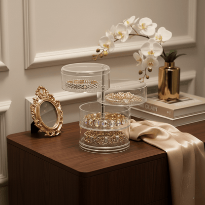 Boîte de Rangement Rotative pour Bijoux – Organisateur Maquillage Multi-Couches