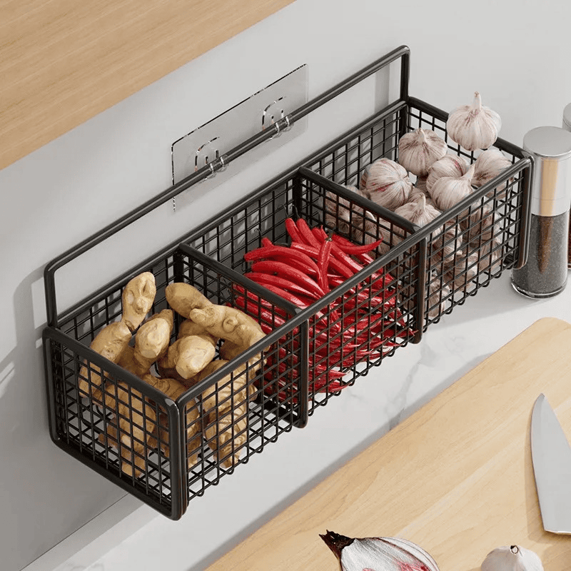 Panier mural en fer antirouille pour fruits et légumes, design robuste et durable