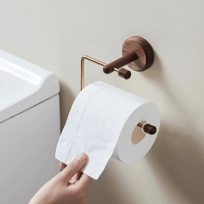 Porte-mouchoirs mural en inox et bois avec fixation sans perçage