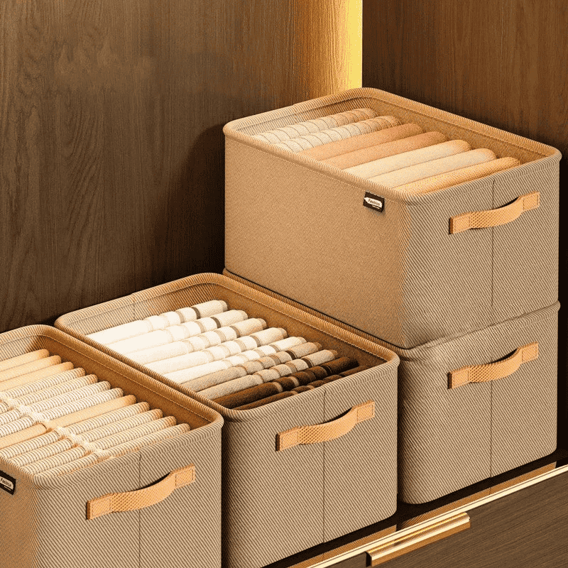 Boîte pliable pour rangement de vêtements et linge de saison dans armoire