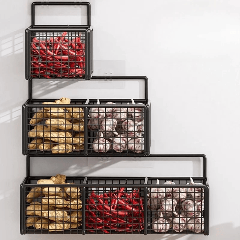 Support mural adhésif pour légumes, organisation de cuisine sans perçage ni outils