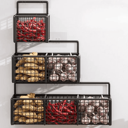 Support mural adhésif pour légumes, organisation de cuisine sans perçage ni outils