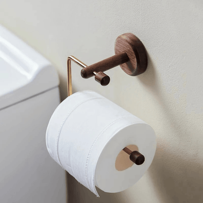 Support papier toilette design en inox et bois avec installation adhésive
