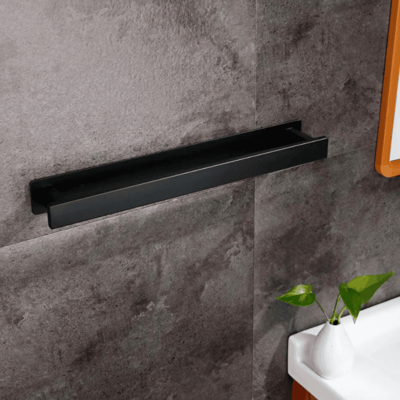 Barre de serviettes murale en inox noir avec fixation adhésive pour cuisine et salle de bain