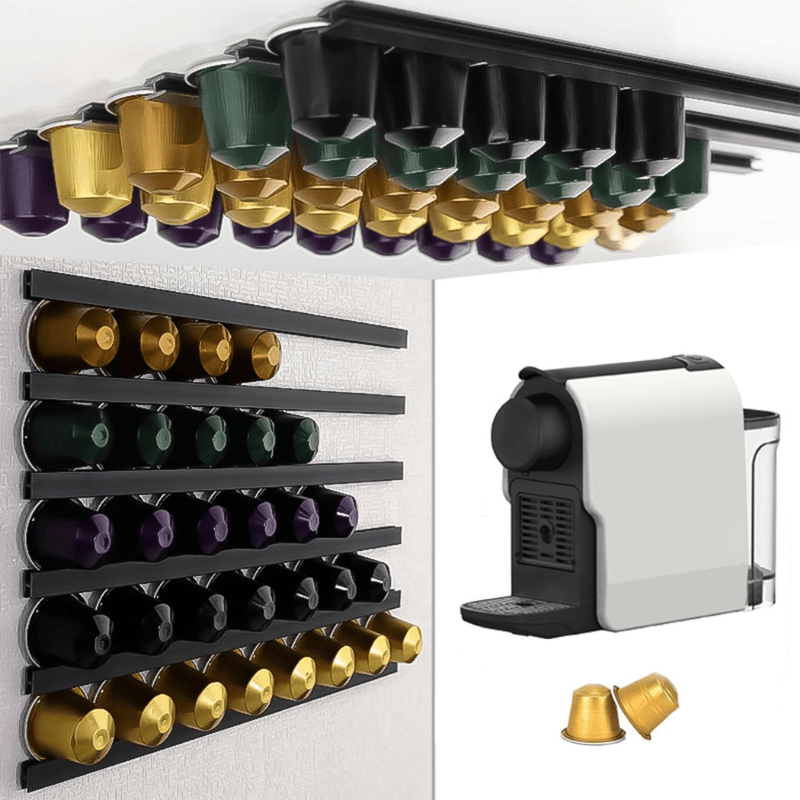 Organisateur de dosettes de café en plastique résistant à fixer sous étagère
